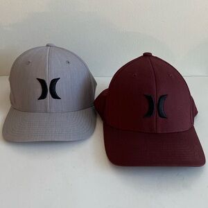 Hurley Ball Caps Hats Gray, Burgundy size S/M